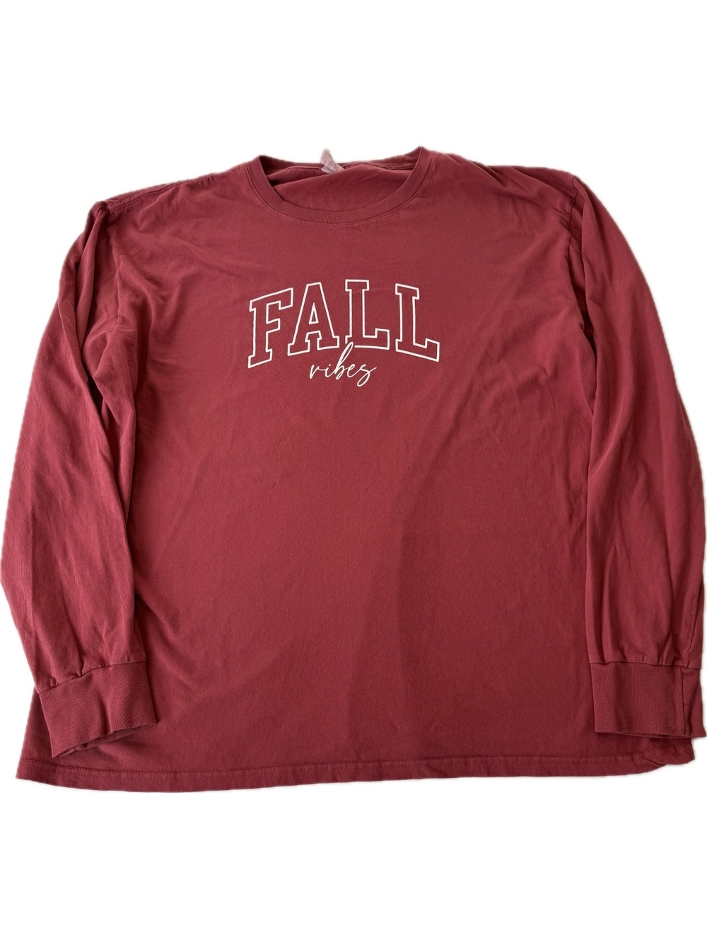 Port & Company Women's 2XL Long Sleeve Fall Vibes Graphic T-Shirt, Red Cotton